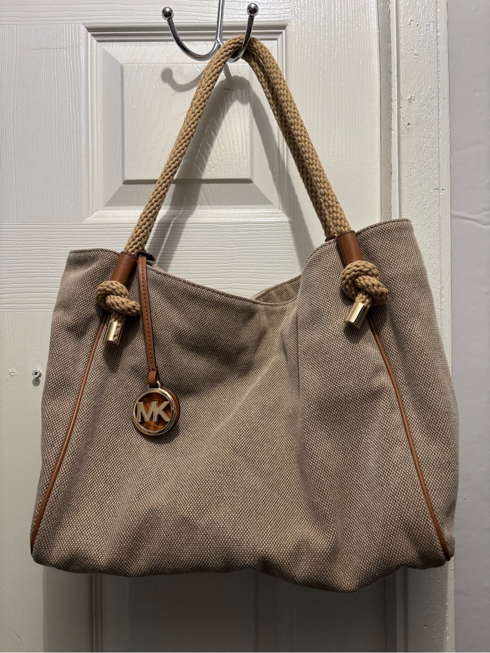 Michael Kors Beige Canvas Tote Bag - Picture 2 of 4